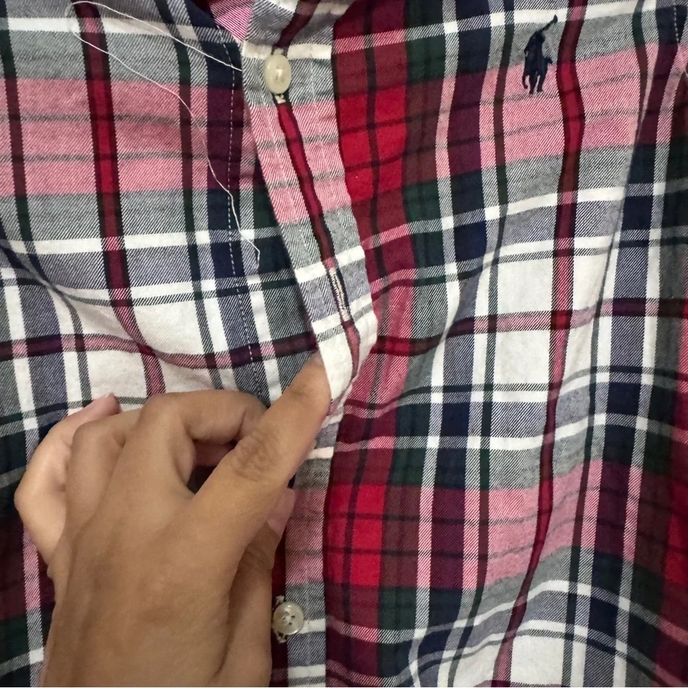 RALPH LAUREN Plaid Kids Shirt - Red and White